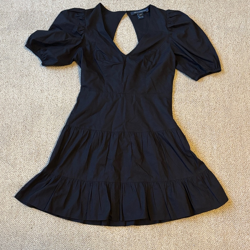 French Connection Black Puff Sleeve Mini Dress